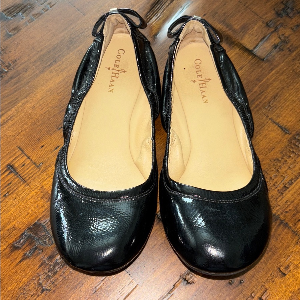 Cole Haan Shiny Black Leather Flats